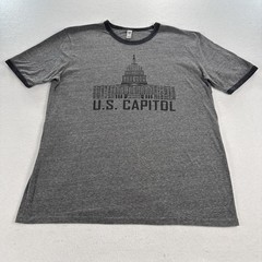 Vintage Washington DC United States Capitol Ringer Shirt Gray Rare Made In USA