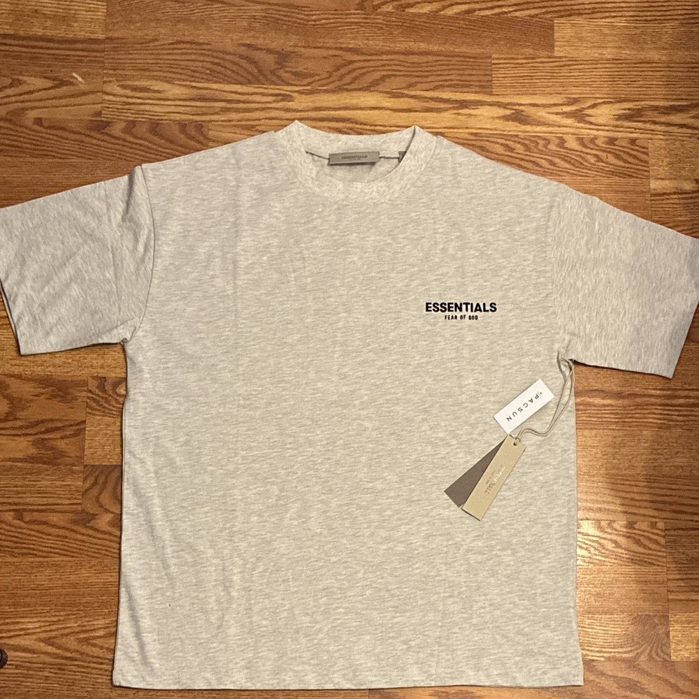 Fear of God Essentials light oatmeal short sleeve T-Shirt Size L, fits a XL