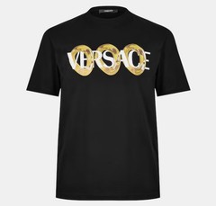 Versace Maxi Chain Logo Black T-shirt Men’s Size L Authentic