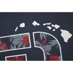 Travis Mathew T-Shirt Mens XL Blue Hawaii Floral Logo Cotton Polyester Blend **