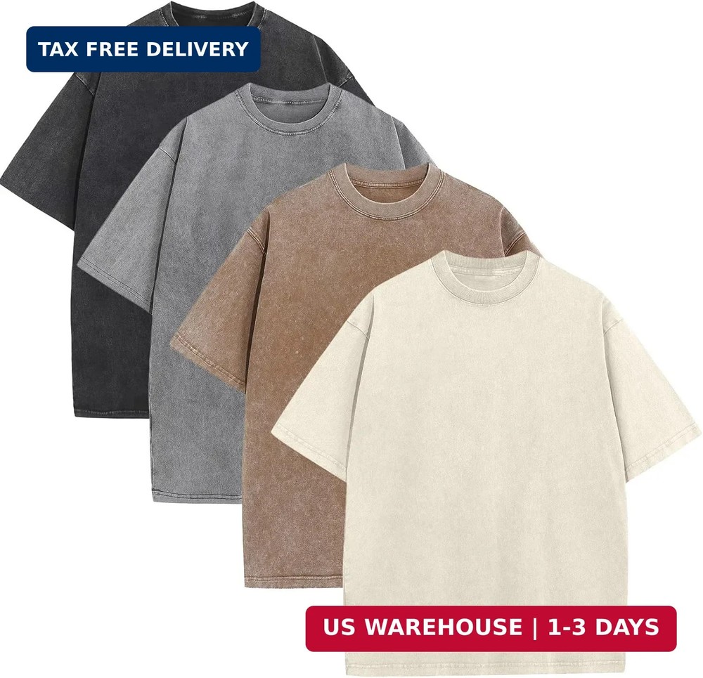 KEEPSHOWING Mens Oversized T Shirts Acid Wash Loose Fit Vintage Washed Tee Shirt