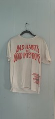 NAV Men’s M Bad Habits But Good Intentions Graphic Tee White Cotton flawless !