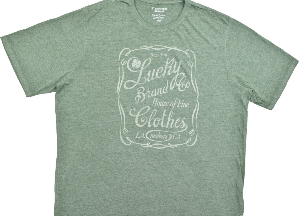 Lucky Brand Men’s Lucky Label Green Short Sleeve Crew Neck Size 3XLT NEW