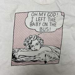 Vintage Roy Lichtenstein Flying Fish Shirt Mens Large White 1980s Baby On Bus