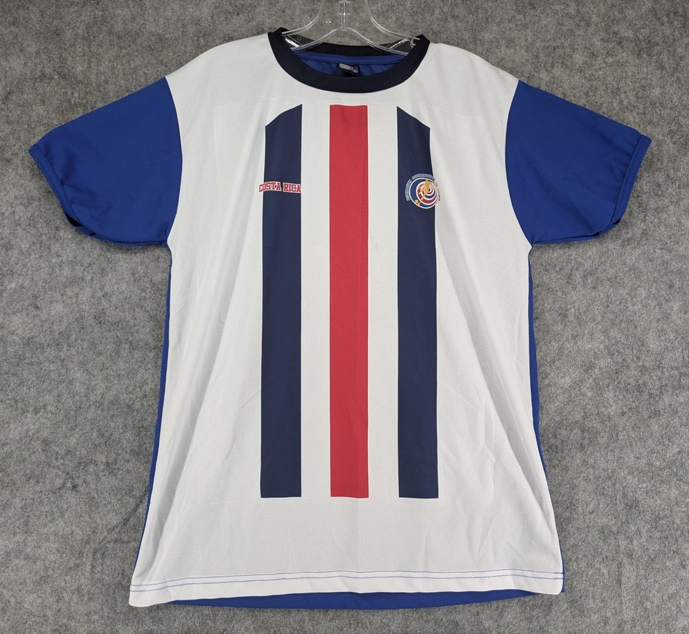Costa Rica Soccer Shirt Mens Medium Blue White Red Federacion Futbol Jersey Tee