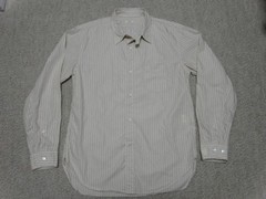 PHIGVEL Beige Stripe Work Shirt with Chin Strap Size M