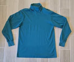 Vintage Lands’ End Shirt Men’s Large Teal Seamless Turtleneck High Neck LS USA
