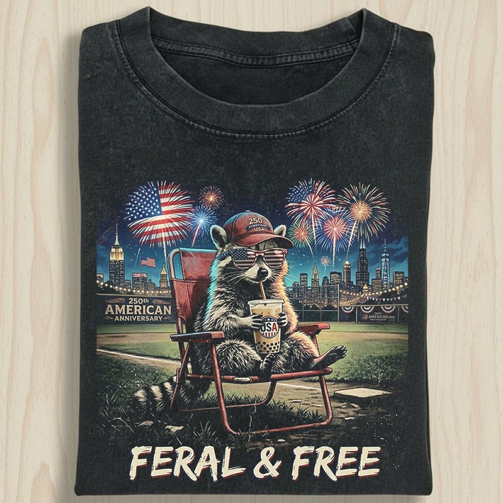 Raccoon 250th Anniversary Shirt Feral Free Patriotic USA 1776 Tee