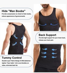 Men’s Classic Slimming Body Shaper Vest Abs Abdomen Workout Compression Shirt US