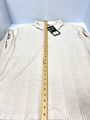 Mens Polo Collar Shirt Ribbed Pullover Solid Cream Off White Cozy Size 3XL New