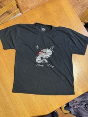 Hong Kong Dragon Embroidered T Shirt Mens L Black Chinese Souvenir Graphic