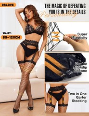 Sexy Thigh High Stockings – Lace Top Fishnet Tights Lace Pantyhose Lingerie S…