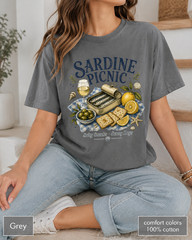 Sardine Picnic Comfort Colors Shirt, Vintage Coastal Seafood Summer Tee