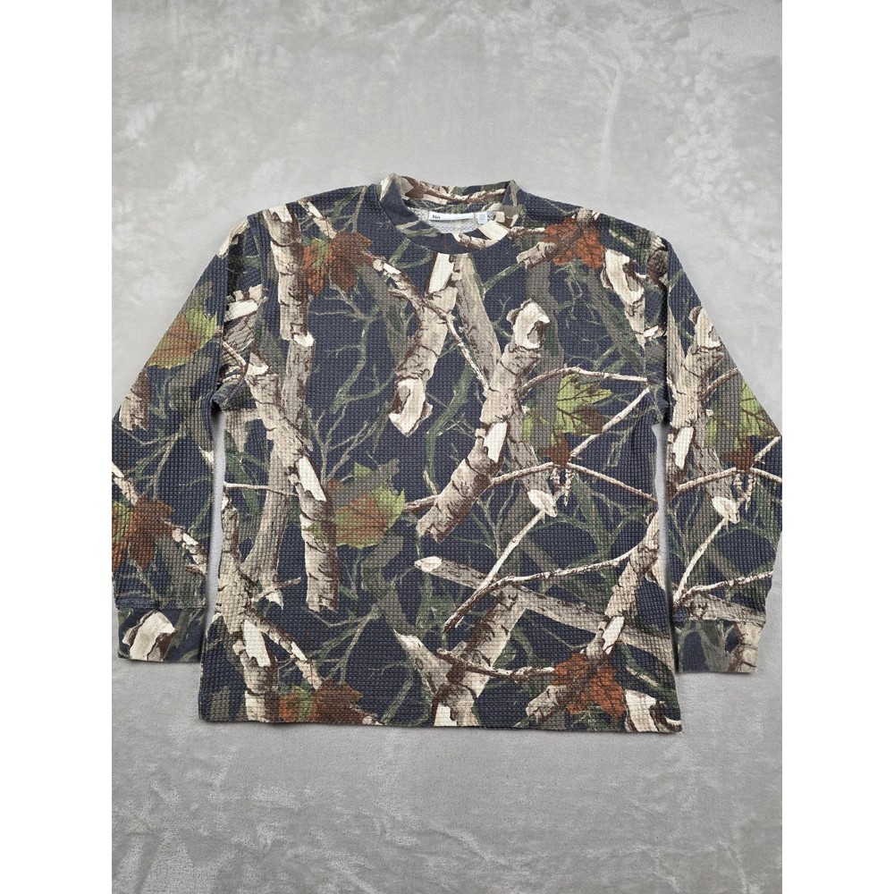 No Boundaries Thermal Shirt Mens Large Camo Waffle Knit Long Sleeve Tee