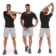 Mens Compression Athletic Fitness Shirt Base Layer Tops Tight Dry Sports Gym Tee