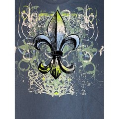 Cremieux Mens Fleur De Lis Graphic T-Shirt Blue Cotton Short Sleeve Size L