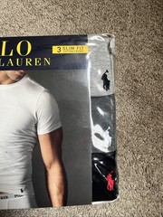 Polo Ralph Lauren Men’s Slim Fit Crew-Neck 3 Pack Undershirts T-Shirts – Size M