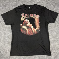 Holiday Time Santa Claus ‘Believe’ Black Graphic T-shirt – Size L (42-44) – New