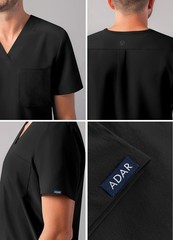 Adar Addition Scrubs For Men – Classic V-Neck Scrub Top