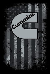 JH Design Men’s Cummins Diesel American Flag Black Crew Neck Shirt