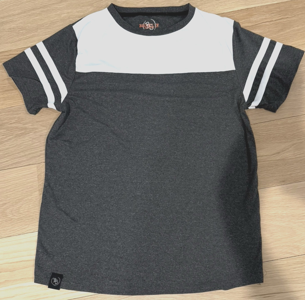 Brooklyn Standard Men s Athletic T-Shirt- Gray with white panel design -Size M