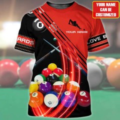 Custom 3D Red Billiard Shirt, Colorful Billiard Tshirt Men Women, Billiard Playe