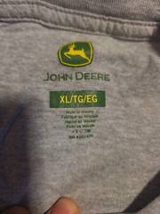 John Deere T Shirt Mens XL Gray Big Logo Graphic Tee Tractor Farm Equipment