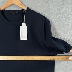 NEW Vince Shirt Mens Large Navy Cotton Garment Dye Crewneck Tee FLAWED