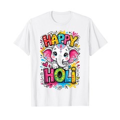 Happy Holi Kids Boys Toddler Girl India Hindu Color Elephant T-Shirt