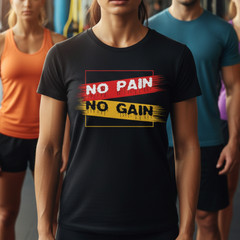White Unisex No Pain No Gain Graphic T Shirt For Workout Training And Everyday W