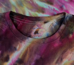 Handmade Ice Tie Dye T-Shirt 2XL Mens Womens Soft Cotton Green Plum Rolled