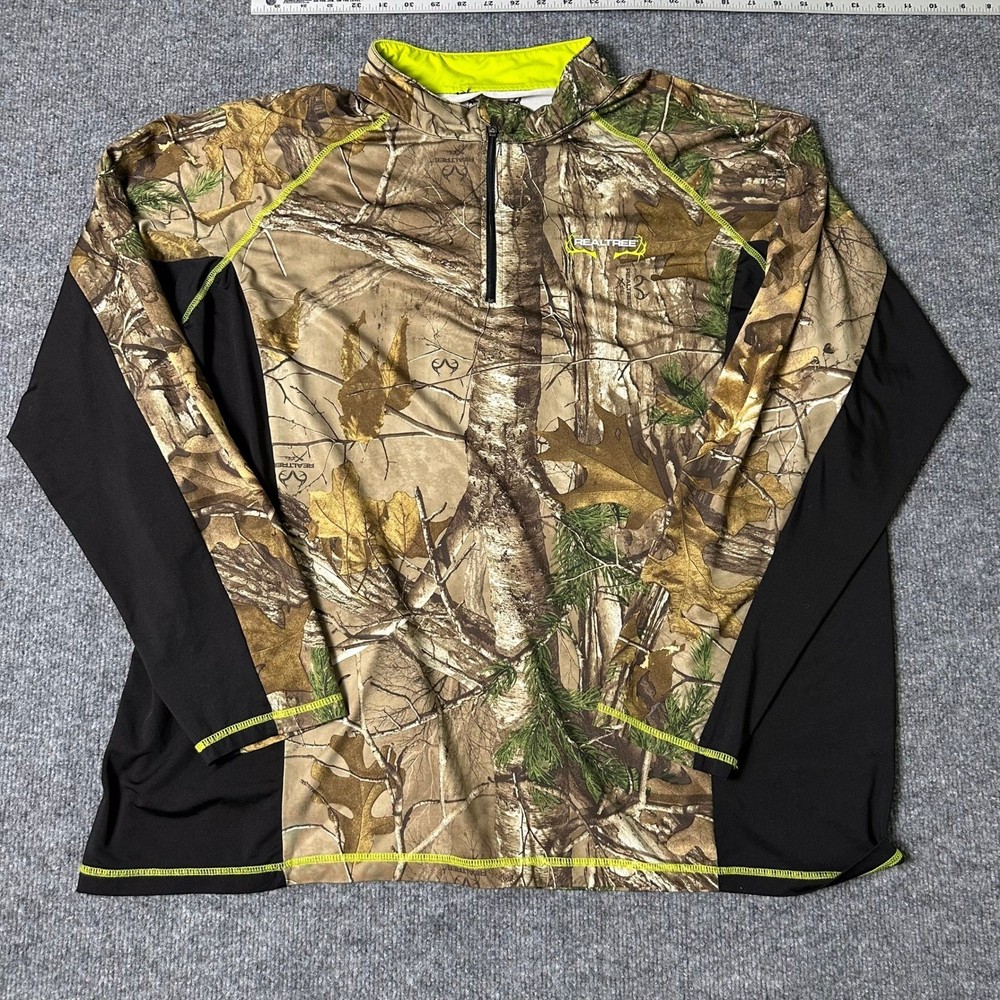 Realtree 1/4 Zip Shirt Mens 2XL Camo Scent-Factor Hunting Long Sleeve
