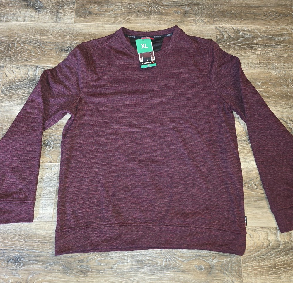 NWT Gerry Men’s Long Sleeve Crew Sweater Size XL Red Maroon