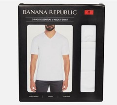 3 Pack Banana Republic Mens Vee Short Sleeve V Neck Premium Wash T-Shirts Fit
