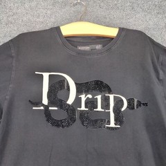 Hudson Outerwear Mens Snake Drip T-Shirt Black XL Short Sleeve Rhinestone Cotton