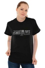 Christian Faith Pop Culture Jesus Lives Lord Womens or Mens Crewneck T Shirt Tee