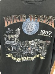 VTG 90s Bike Week Daytona Beach Wolf Moon Biker Motorcycle Faded Worn T-Shirt XL