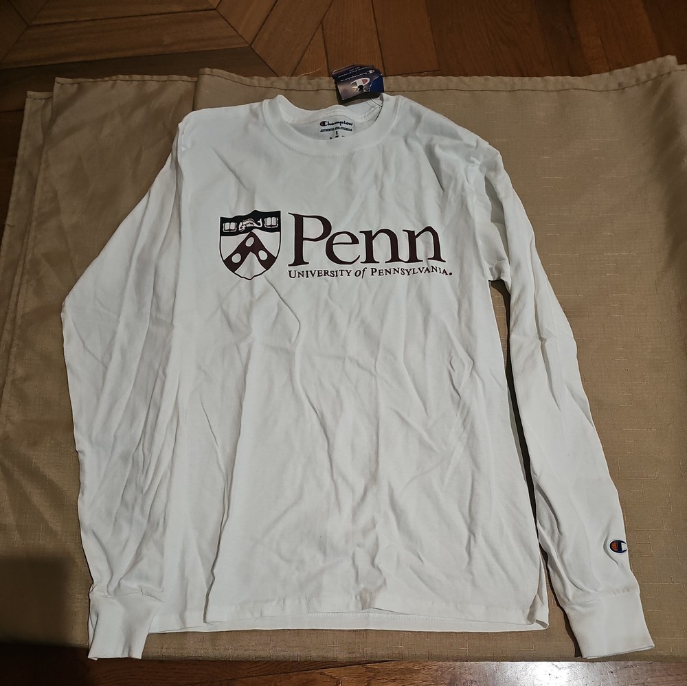 Champion Penn University of Pennsylvania Long Sleeve Shirt white Mens Small NWT