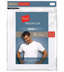 Hanes Premium Original Fit Crewneck T-shirts WHITE M Fresh IQ LAY FLAT 6pk