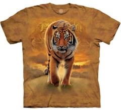 Rising Sun Tiger King Exotic Vintage Tigers Mountain Animal Orange T-Shirt S-3X