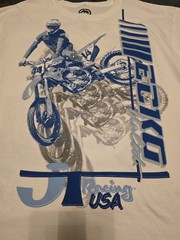 ECKO UNLTD x JT Racing size XL Double Side Graphic T-shirt White/Blue.