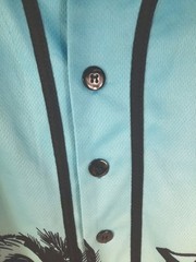 Boyz N The Hood Jersey Shirt Mens Small Button Front Blue Black Short Sleeve
