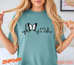 Unisex Butterfly Heartbeat Lifeline T shirt Men T shirt Women valanity Romantic