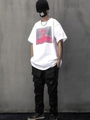 Niepce Men’s Japanese Streetwear Bomb Faded Graphic Half Sleeve T-shirt