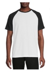NWT George Mens M White/Black Raglan Short Sleeve T- Shirt Soft Moisture Wicking