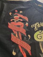 Christian Audigier size XL Embellished Graphic T-shirt Black.