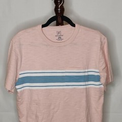 George size S(34-36) men’s t-shirt pink with blue/white stripes crew neck pocket