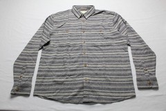 Marine Layer Men’s Pacifica Stretch Twill Shirt AP2 Navy/Grey Stripe Size: XL