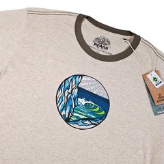 prAna Swell Graphic T‑Shirt Men’s Large Stone Organic Cotton Wave M1SWEL116 NWT