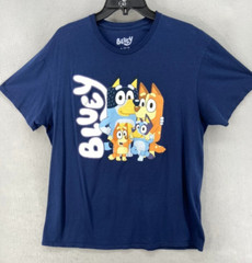 Bluey T Shirt Mens Sz XL Blue Bluey Bingo Dad Mom Characters Family Cotton